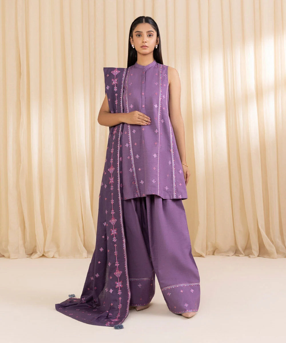 Sapphire - Winter 3PC Dhanak Embroidered Suit - VL1246