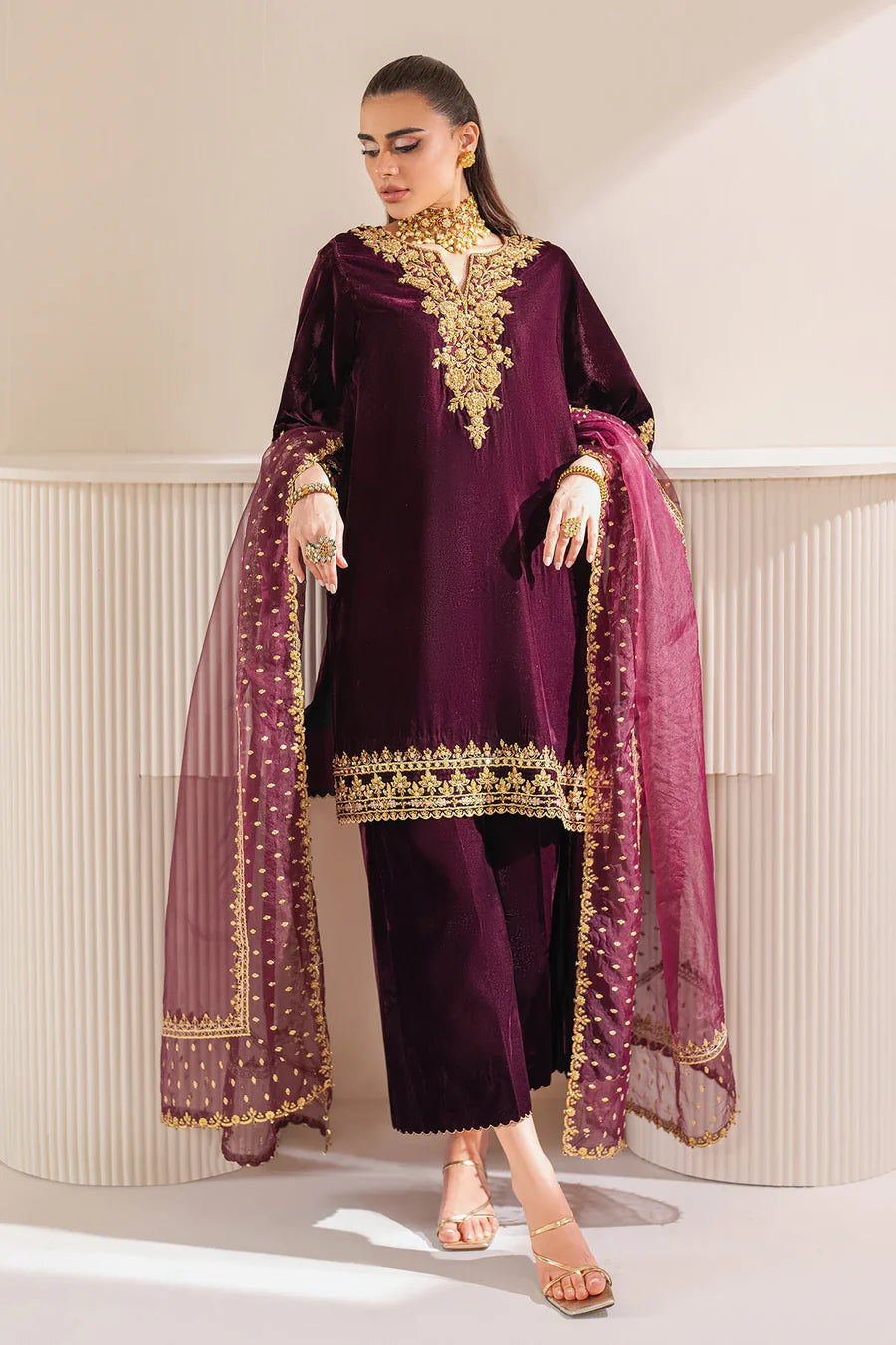 Barouqe Micro Velvet 9000 Festive 3 Piece Dress - VL979