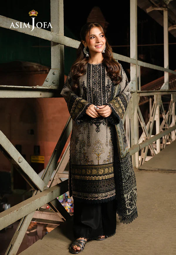 Asim Jofa - Winter 3PC Karandi Digital Print Dress - VL1198