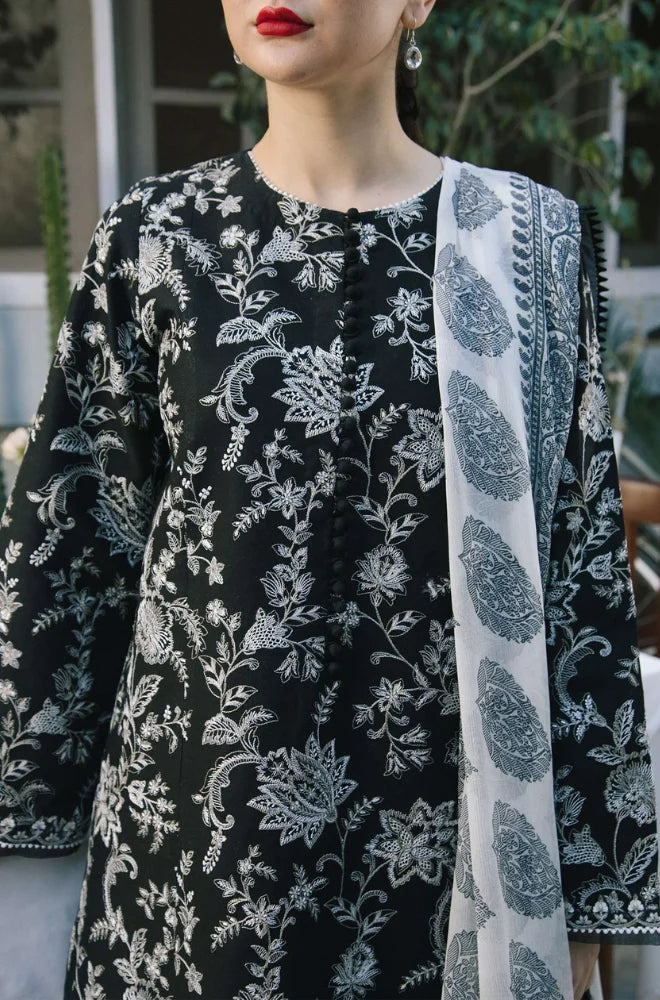 VL480 3PC Dhanak Embroidered Shirt With Print Wool Shawl