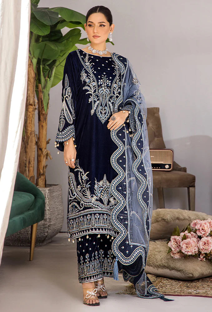 Cross Stitch - Velvet Dress with Embroidered Dupatta - VL949