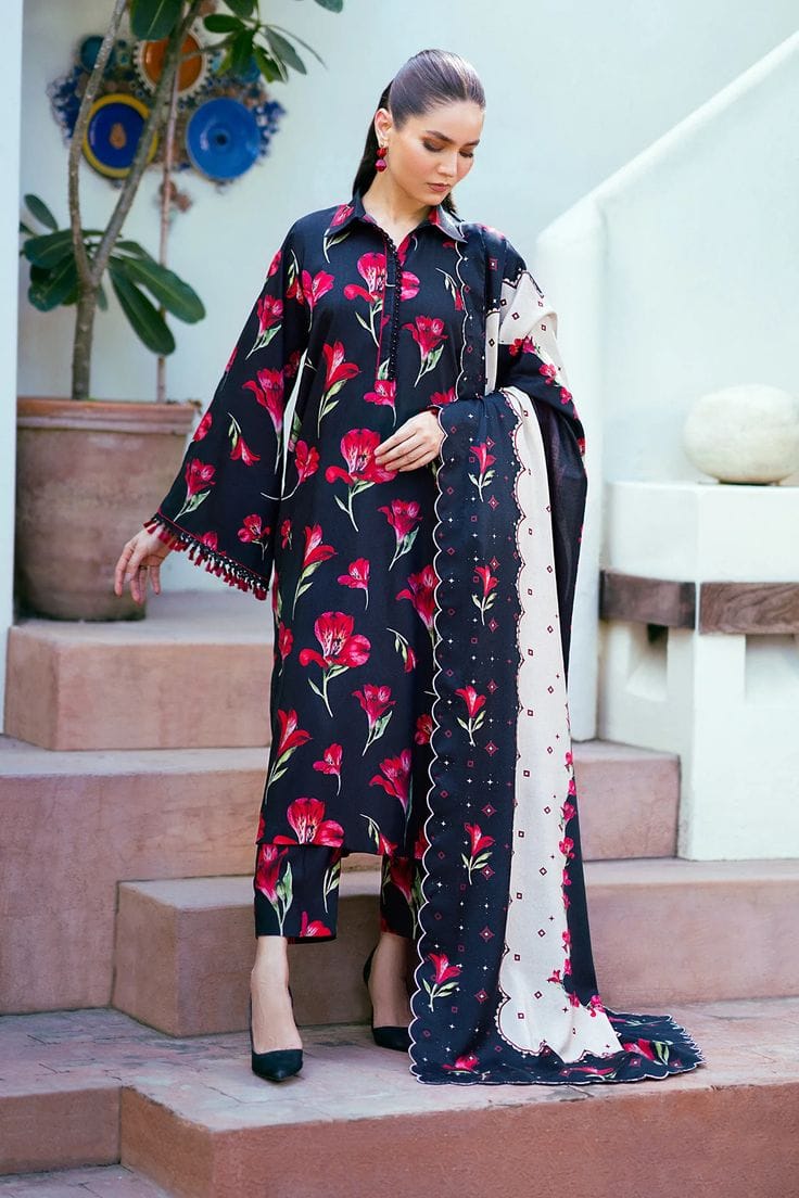Asim Jofa - Winter 3PC Karandi Digital Print Dress - VL1271