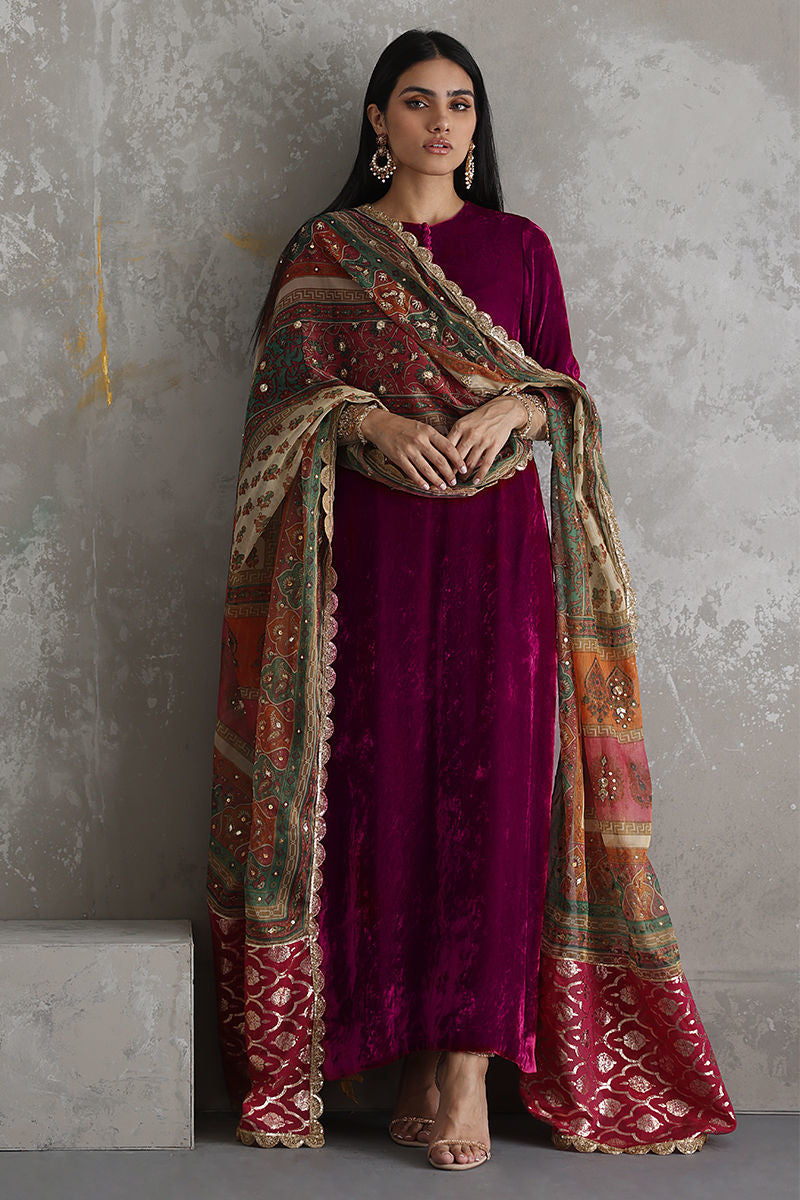 Jazmin - Embroidered Velvet 3-Piece Dress - VL945