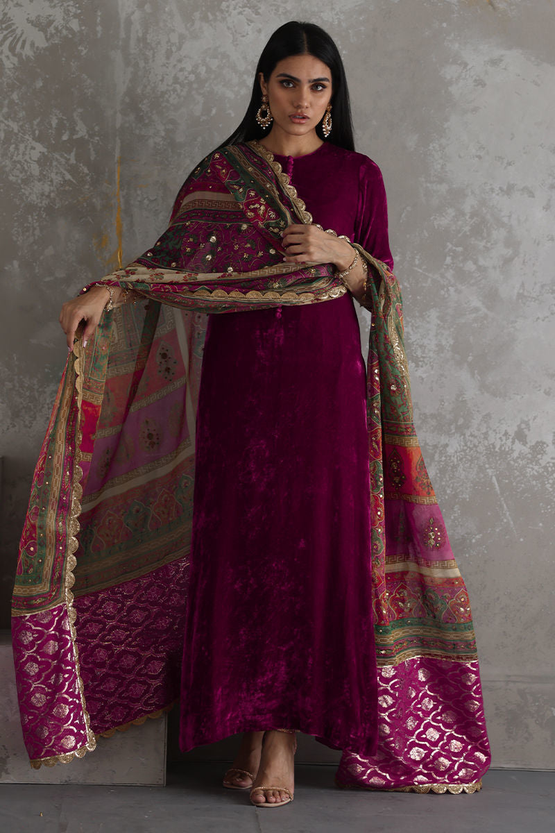 Jazmin - Embroidered Velvet 3-Piece Dress - VL945