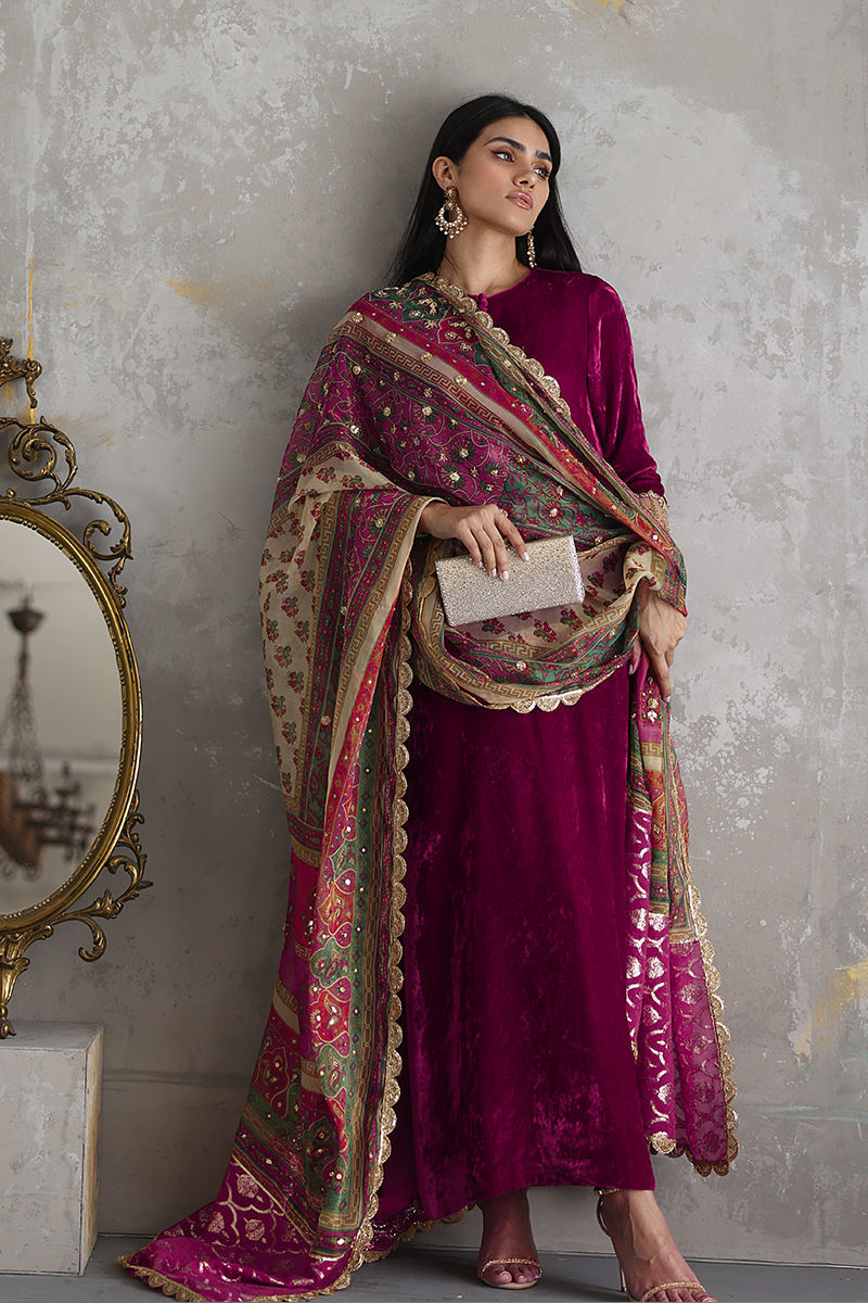 Jazmin - Embroidered Velvet 3-Piece Dress - VL945