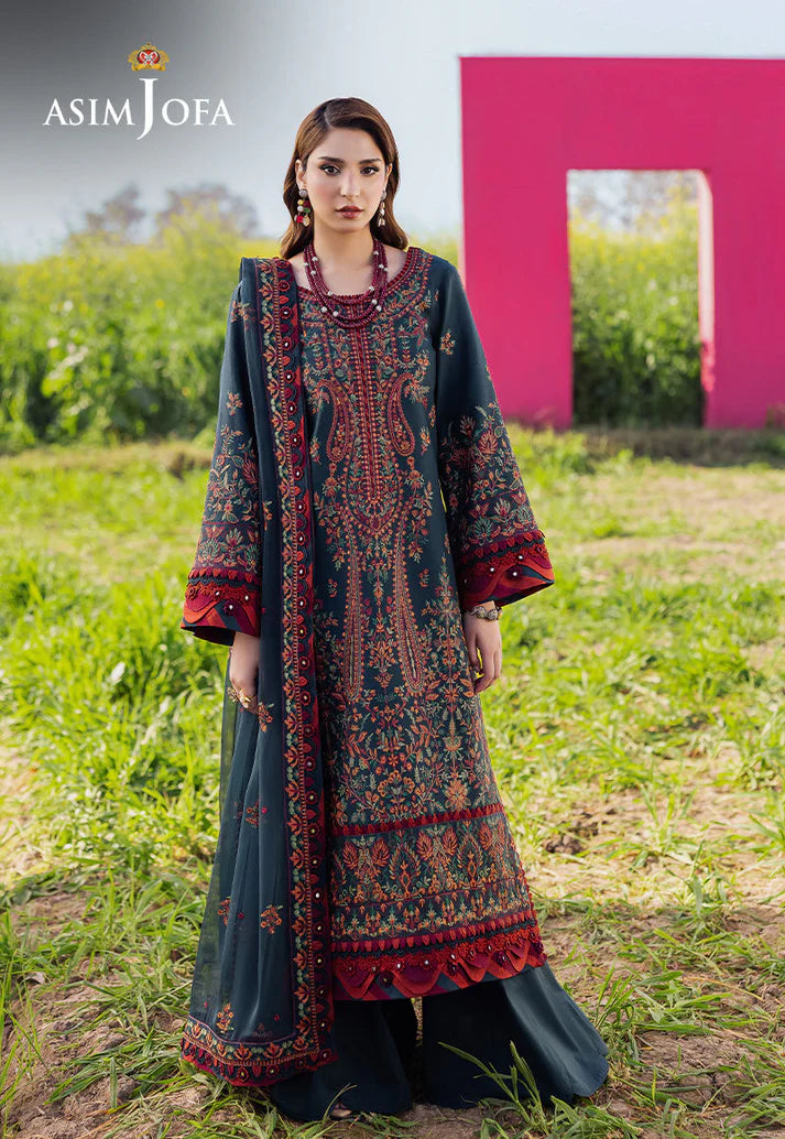 AsimJofa - Summer 3PC Lawn Embroidered Suit - VL1401
