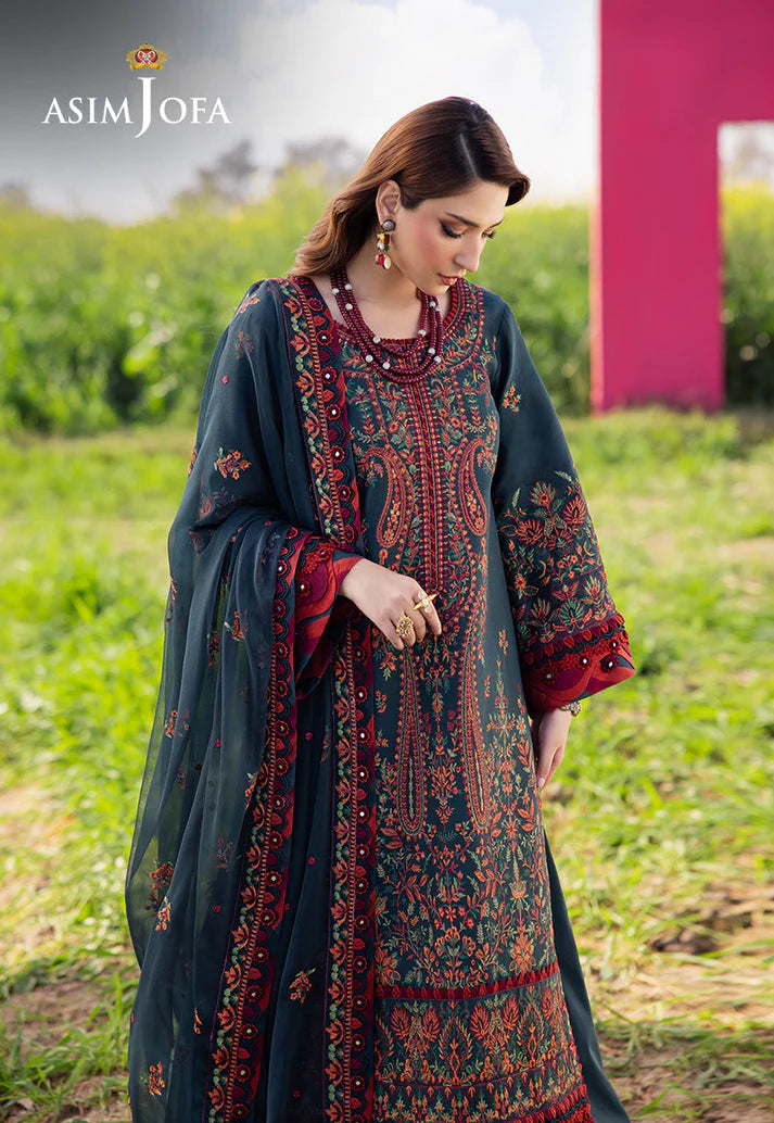 AsimJofa - Summer 3PC Lawn Embroidered Suit - VL1401