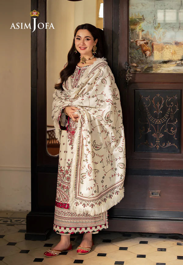 Asim Jofa - Winter 3PC Dhanak Embroidered Suit - VL1103