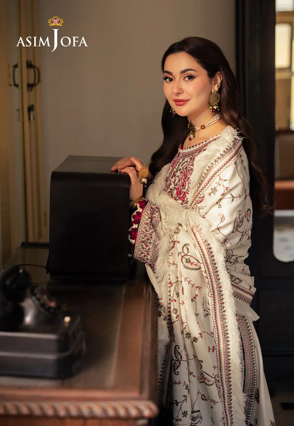 Asim Jofa - Winter 3PC Dhanak Embroidered Suit - VL1103