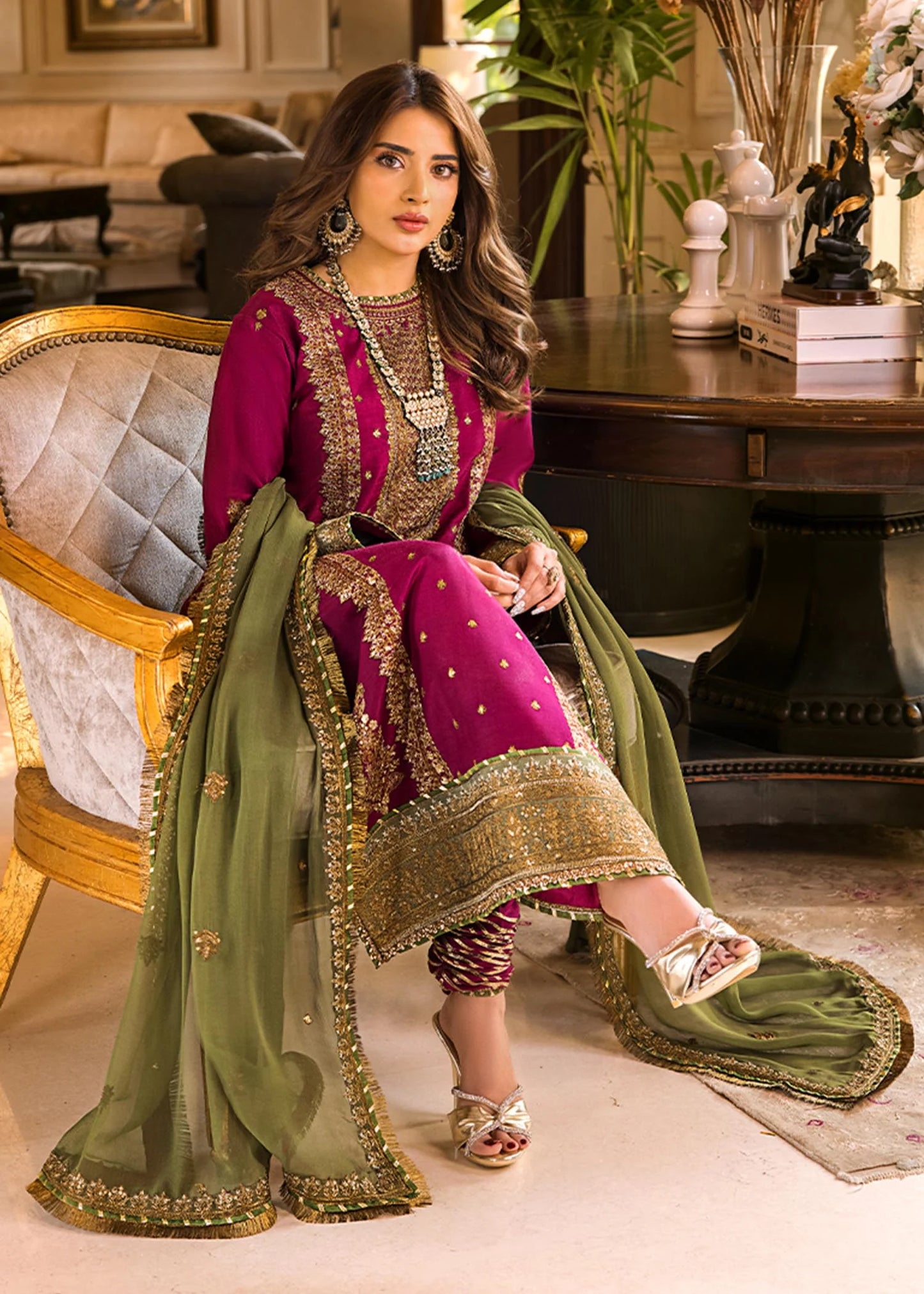 VL536 Asim Jofa, unstitched 3 piece embroidered Dhanak suit