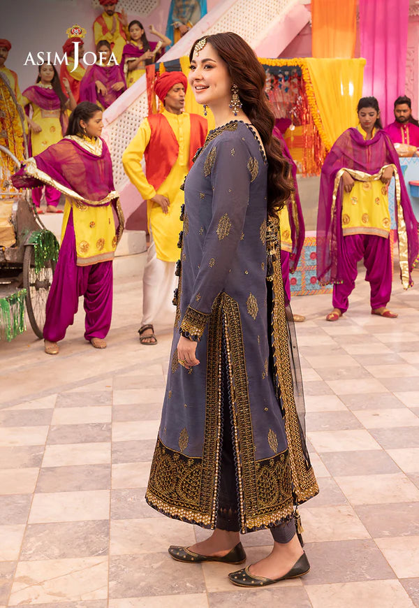 Asim Jofa, unstitched 3 piece Dhanak sequence embroidered suit - VL1277