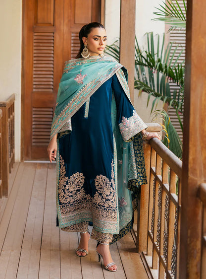 Zainab Cottani - 3-Piece Unstitched Heavy Embroidered Velvet Suit - VL943