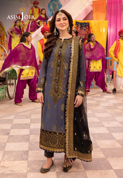 Asim Jofa, unstitched 3 piece Dhanak sequence embroidered suit - VL1277