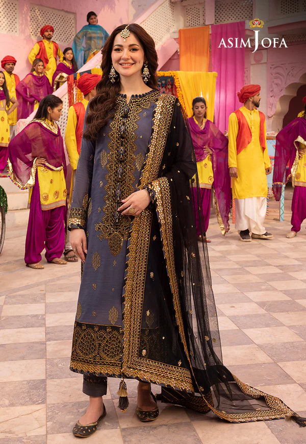 Asim Jofa, unstitched 3 piece Dhanak sequence embroidered suit - VL1277