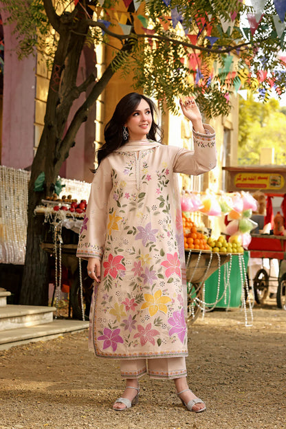 Veezal - Unstitched Luxury Lawn Heavy Embroidered 3PC Suit - VL1356