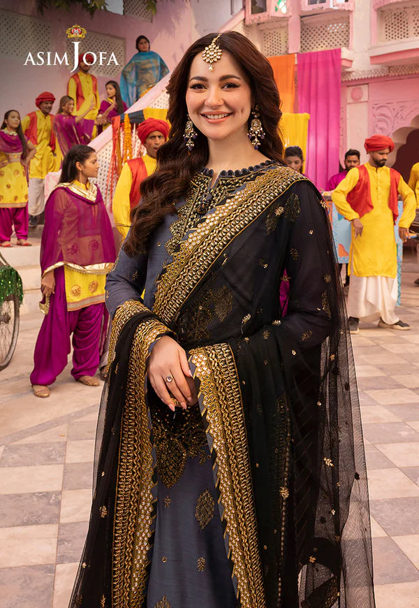 Asim Jofa, unstitched 3 piece Dhanak sequence embroidered suit - VL1277