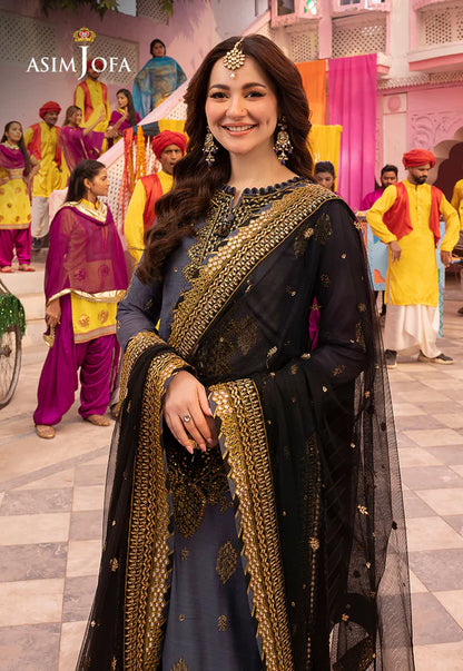 Asim Jofa, unstitched 3 piece Dhanak sequence embroidered suit - VL1277