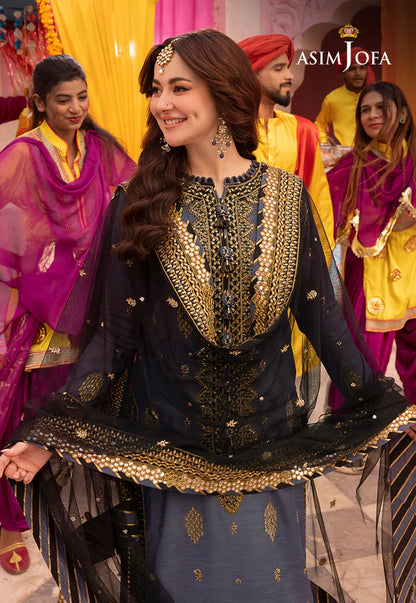 Asim Jofa, unstitched 3 piece Dhanak sequence embroidered suit - VL1277