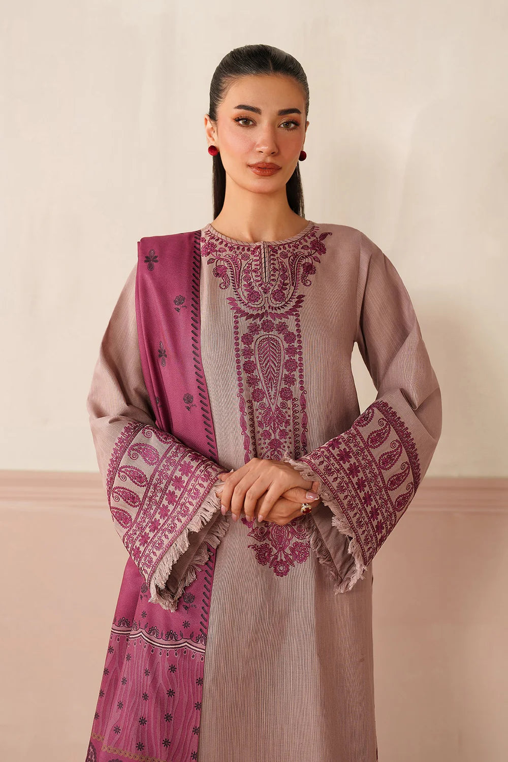 Baroque - 3PC Dhanak Embroidered Suit - VL1270