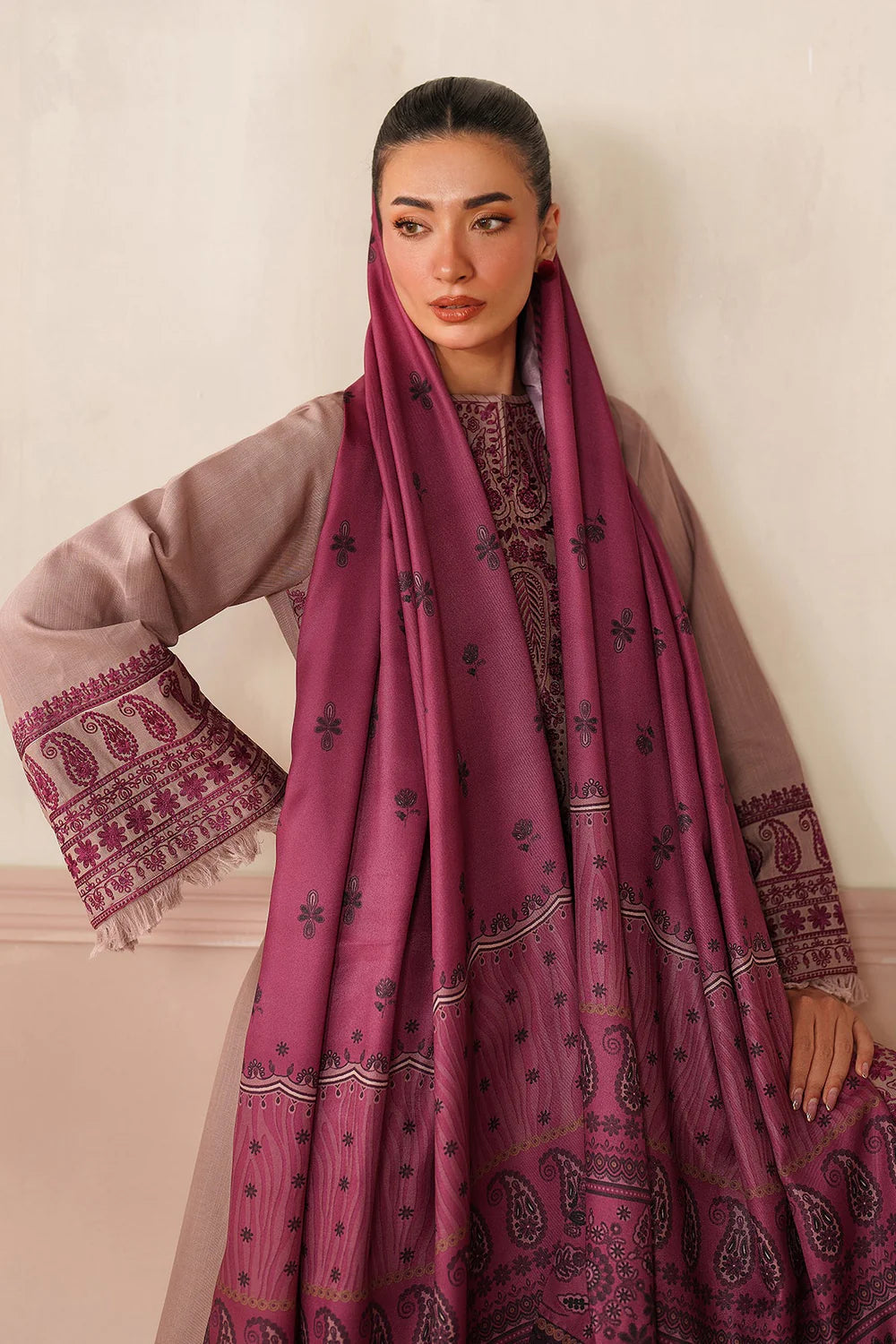 Baroque - 3PC Dhanak Embroidered Suit - VL1270