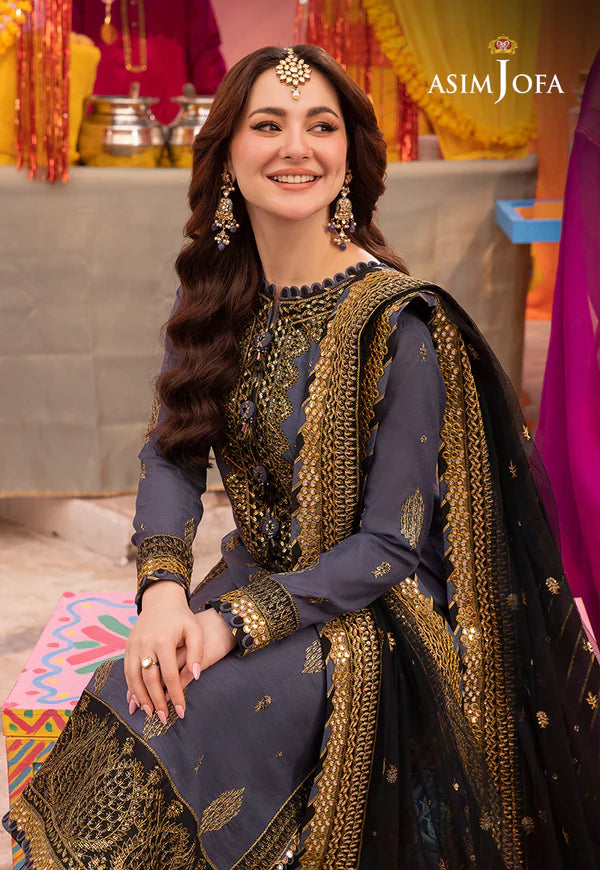 Asim Jofa, unstitched 3 piece Dhanak sequence embroidered suit - VL1277