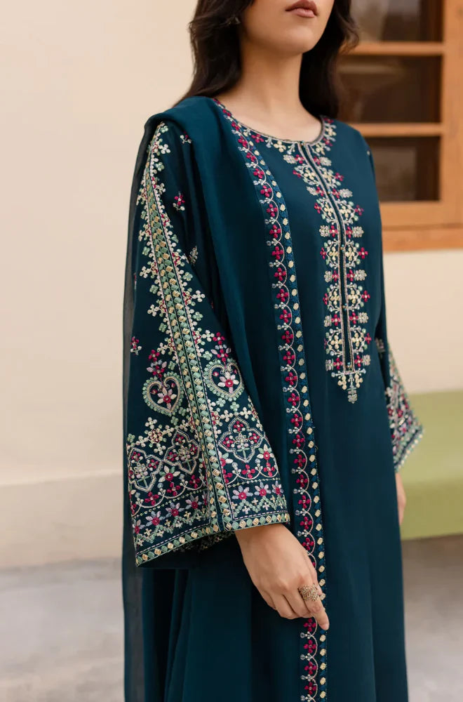 3PC Lawn Embroidered Suit with chiffon embroidered dupatta VL918