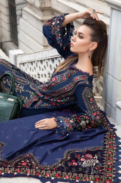 Maria.B- Winter 3PC Dhanak Embroidered Suit - VL1182