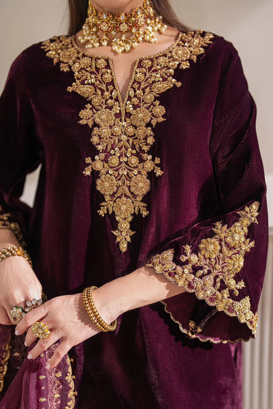 Barouqe Micro Velvet 9000 Festive 3 Piece Dress - VL979