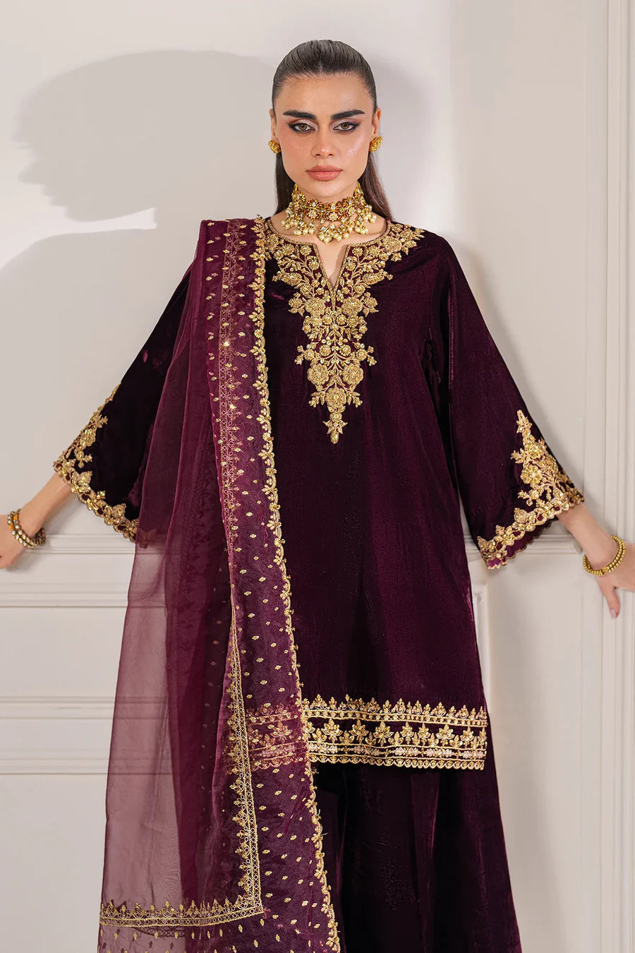 Barouqe Micro Velvet 9000 Festive 3 Piece Dress - VL979