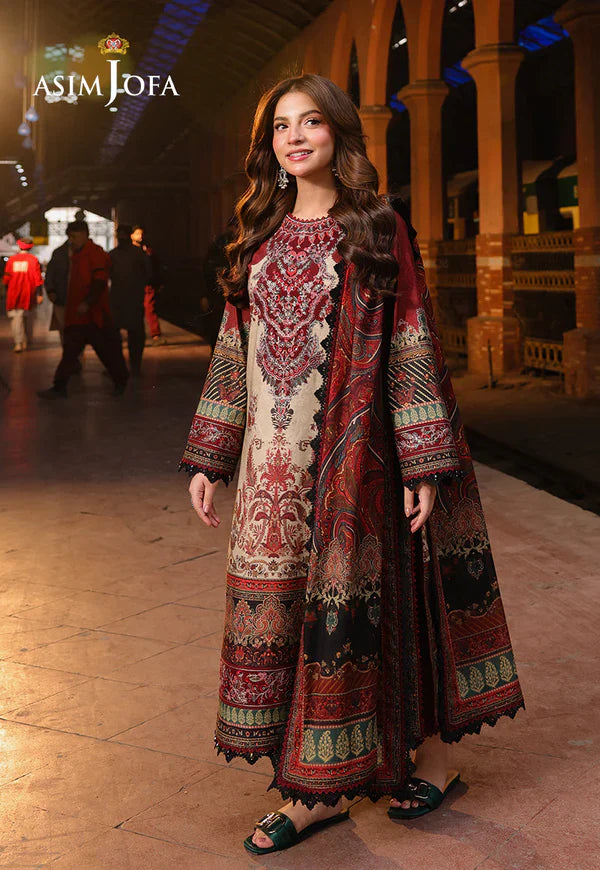 Asim Jofa - Winter 3PC Karandi Digital Print Dress - VL1169
