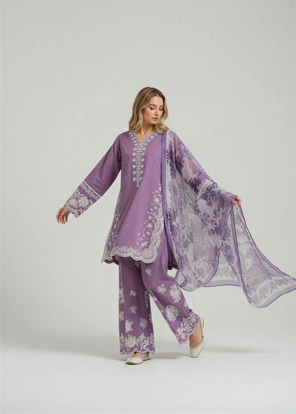 Veezal - Unstitched Luxury Lawn Heavy Embroidered 3PC Suit - VL1342