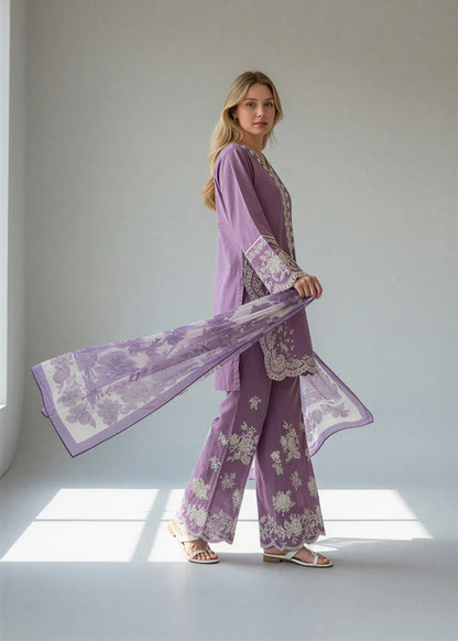 Veezal - Unstitched Luxury Lawn Heavy Embroidered 3PC Suit - VL1342
