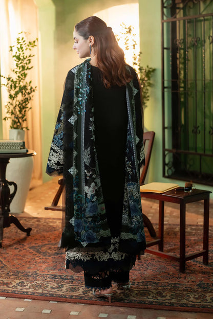 JADE-3PC DHANAK EMBROIDERED SHIRT WITH COUTRAI PRINT SHAWL - VL1250