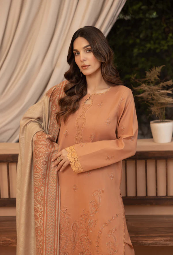 Bin ilyas - Winter 3PC Dhanak Embroidered Suit - VL1275