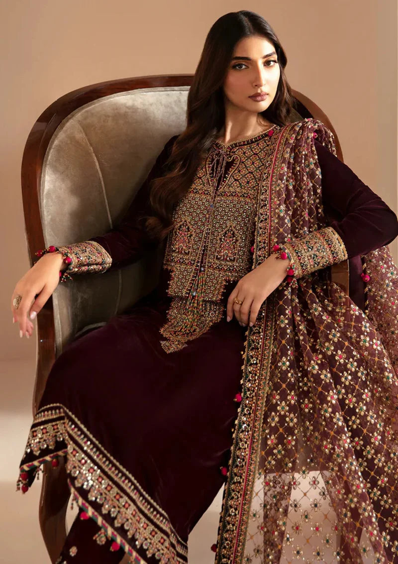 Jazmin - Embroidered Velvet 3-Piece Dress - VL946