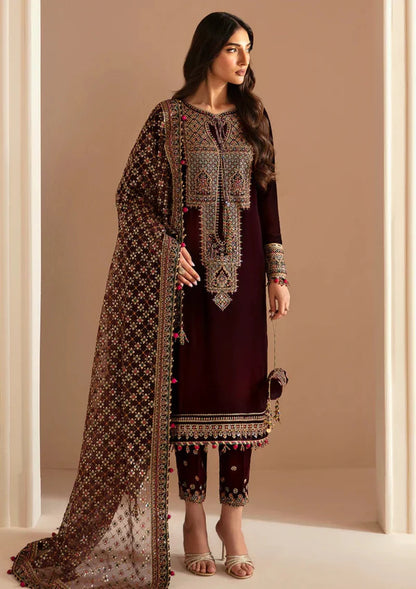 Jazmin - Embroidered Velvet 3-Piece Dress - VL946