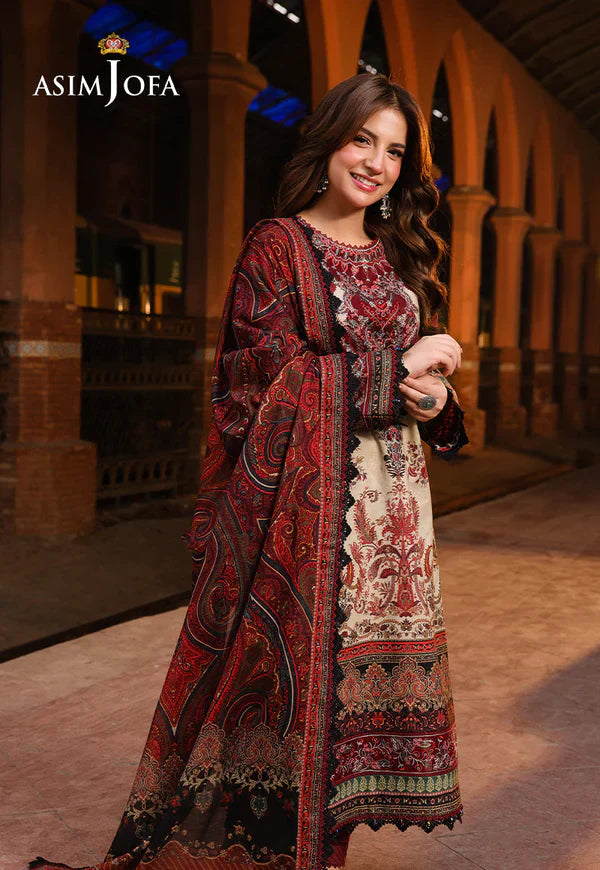 Asim Jofa - Winter 3PC Karandi Digital Print Dress - VL1169
