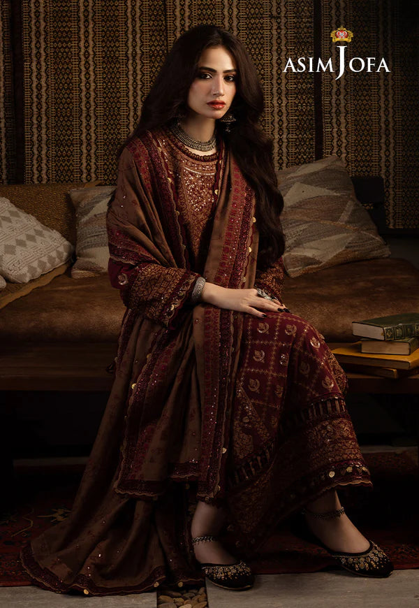 Asim Jofa, unstitched 3 piece Lawn sequence embroidered suit - VL1257