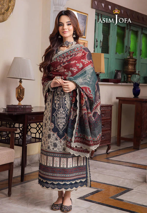 Asim Jofa - Winter 3PC Karandi Digital Print Dress - VL1254