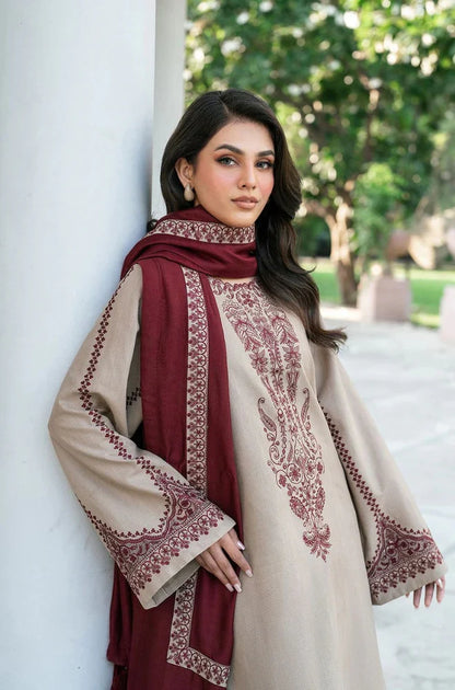 Baroque - 3PC Dhanak Embroidered Suit - VL912