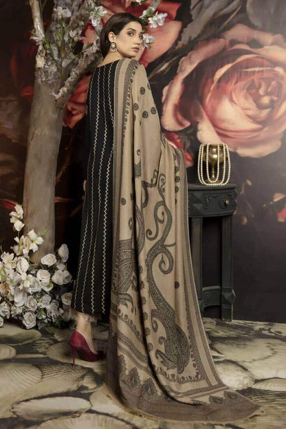 VL642 3 Piece Unstitched Heavy Embroidered Dhanak Suit (Print Woolen Dupatta)