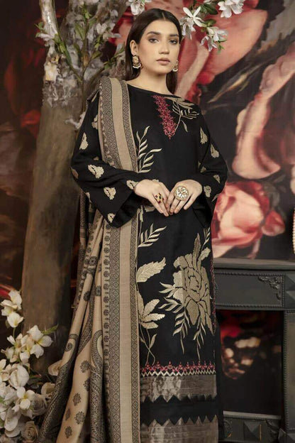 VL642 3 Piece Unstitched Heavy Embroidered Dhanak Suit (Print Woolen Dupatta)