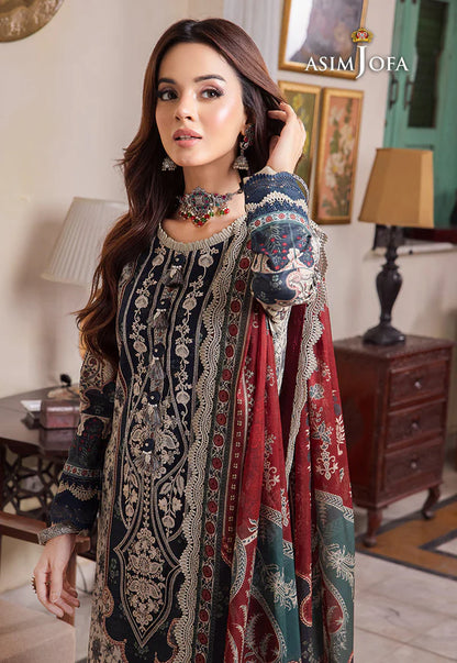 Asim Jofa - Winter 3PC Karandi Digital Print Dress - VL1254