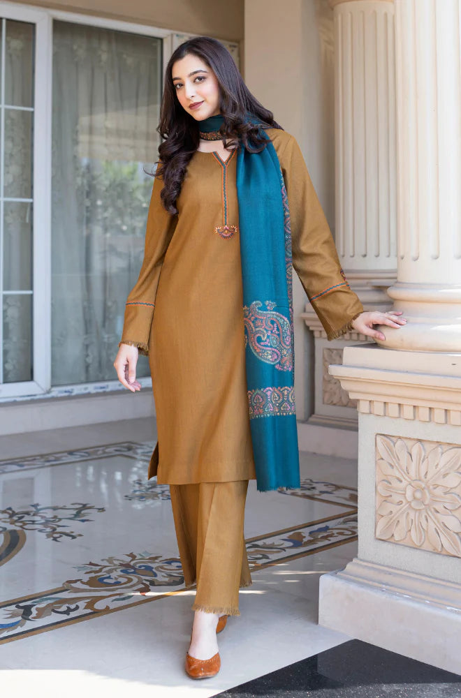 Asling - Winter 3PC Dhanak Embroidered Suit - VL1108
