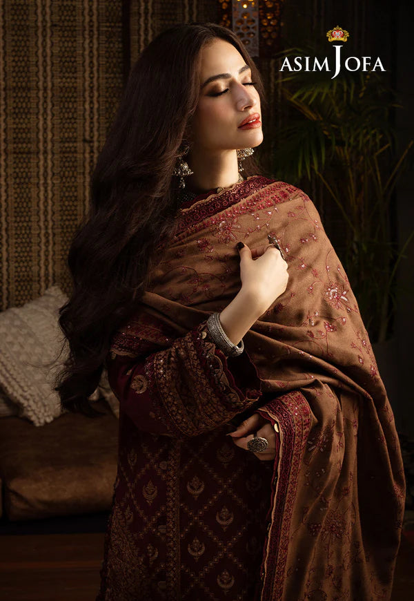 Asim Jofa, unstitched 3 piece Lawn sequence embroidered suit - VL1257