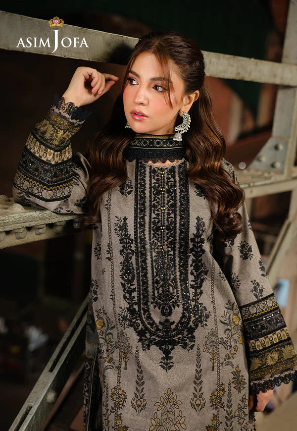 Asim Jofa - Winter 3PC Karandi Digital Print Dress - VL1198