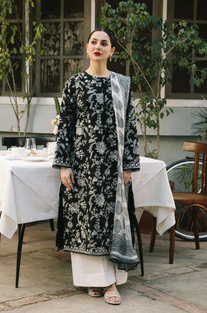 VL480 3PC Dhanak Embroidered Shirt With Print Wool Shawl