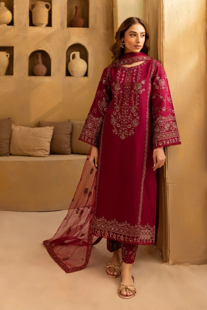 3PC Lawn Embroidered Suit with organza embroidered dupatta - VL1397