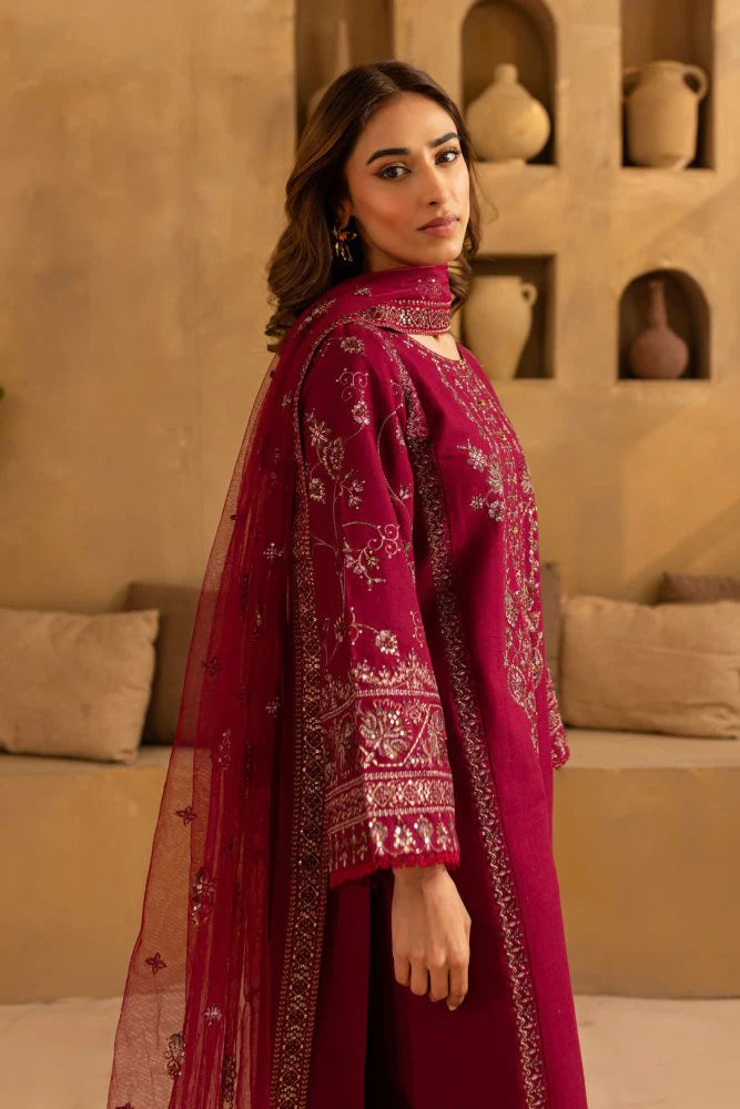 3PC Lawn Embroidered Suit with organza embroidered dupatta - VL1397