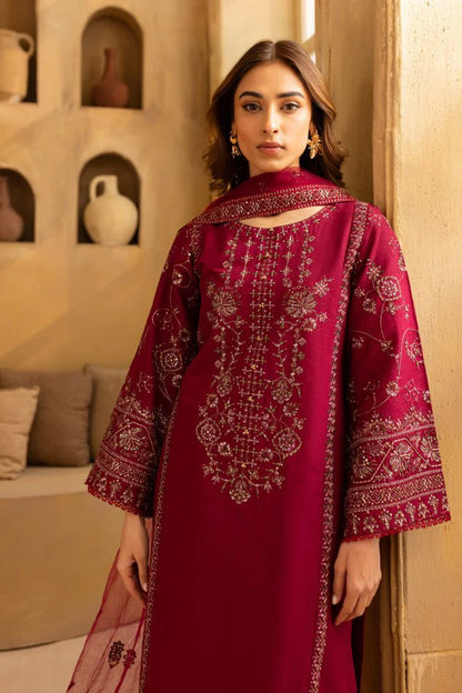 3PC Lawn Embroidered Suit with organza embroidered dupatta - VL1397